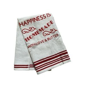 Handmade Vinyl Printed Red & White Kitchen Towel